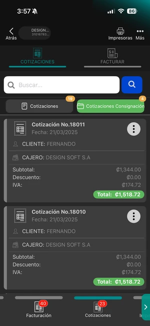 Control de Consignaciones