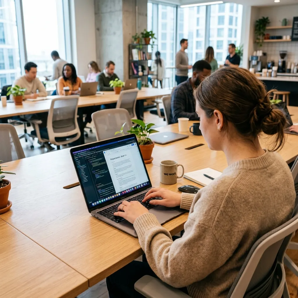 Usuario interactuando de forma eficiente con sistema en laptop