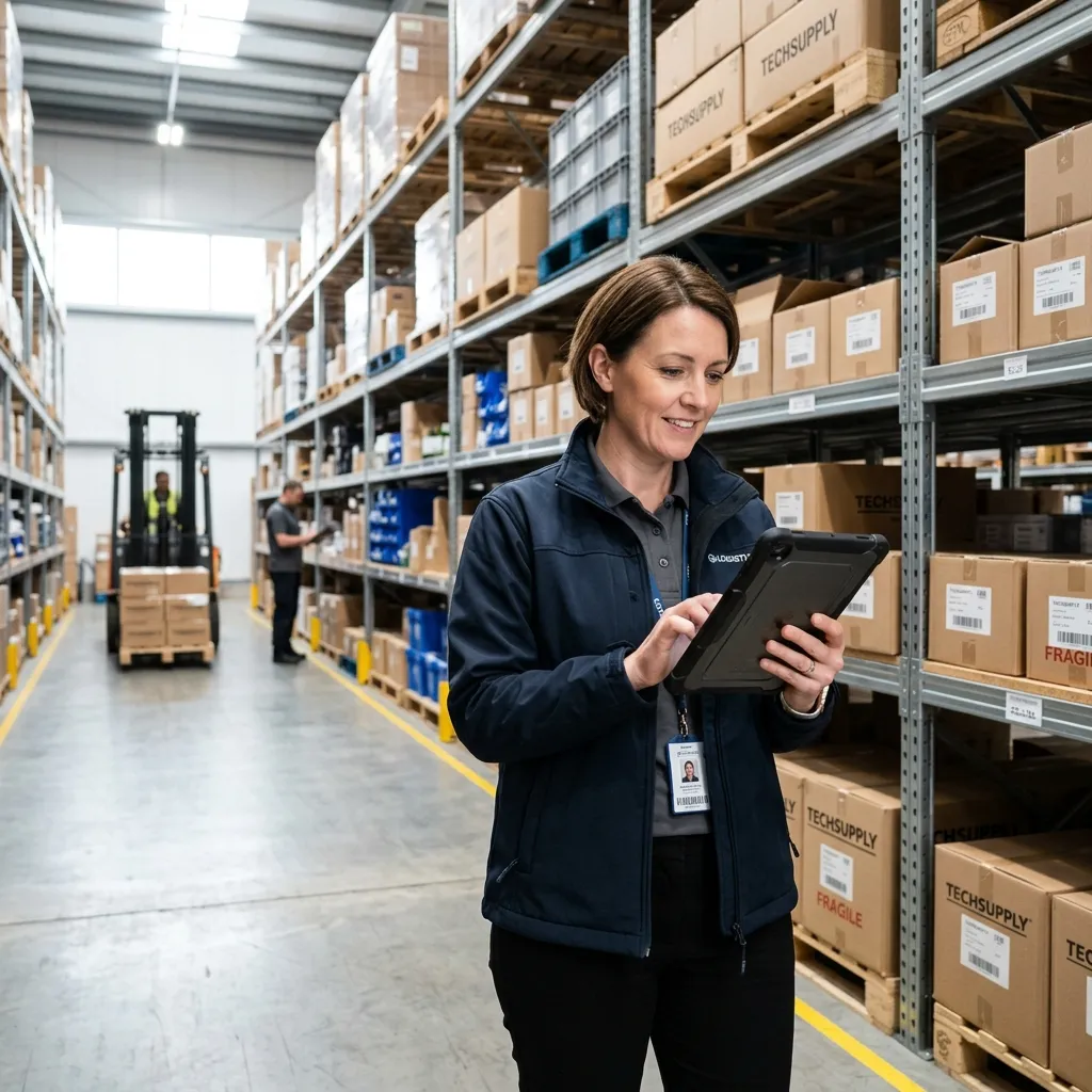 Gestión de inventario en tablet por propietario de negocio
